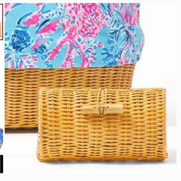 NWT Lilly Pulitzer Wicker Rattan Case Clutch Its A Sailabration - Picture 2 of 16
